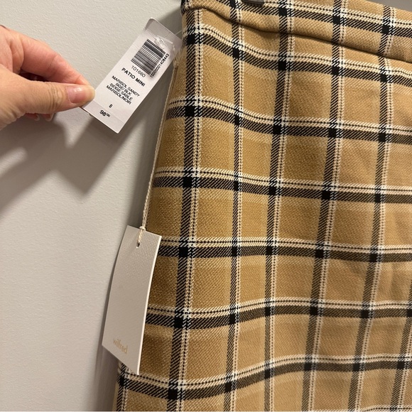 Aritzia Wilfred Patio Mini Skirt in Marisol Beige/Black Plaid BNWT - Picture 2 of 4